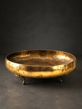 VTG Solid Brass Footed Centerpiece Bowl 9" Decorative Pedestal Fruit Bowl India